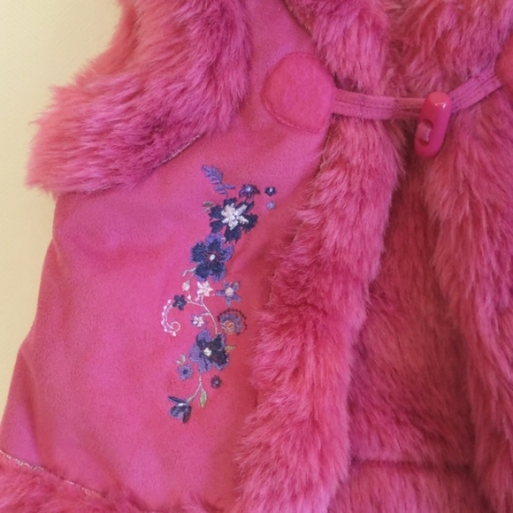george floral embroidered faux fur faux suede toggle vest 6 months baby girl - Picture 4 of 8